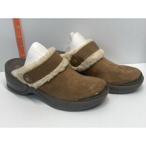 BZEES Women’s Brown Clog Comfort Mules Faux Fur Kismet 7.5M